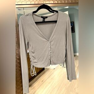 Forever 21 button front long sleeve crop top